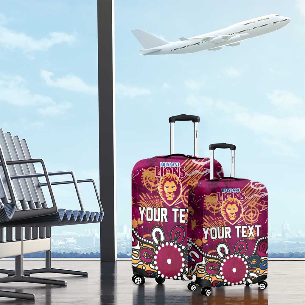 Personalized Brisbane Lions Luggage Cover Aboriginal Dot Painting Graffiti Style