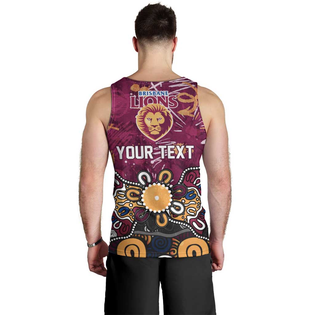 Personalized Brisbane Lions Men Tank Top Aboriginal Dot Painting Graffiti Style