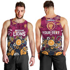 Personalized Brisbane Lions Men Tank Top Aboriginal Dot Painting Graffiti Style