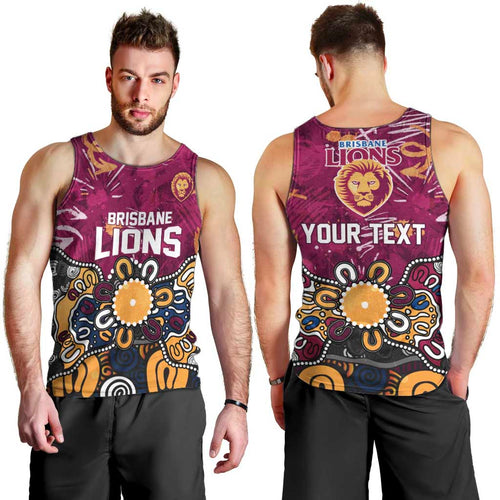 Personalized Brisbane Lions Men Tank Top Aboriginal Dot Painting Graffiti Style