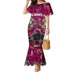 Personalized Brisbane Lions Mermaid Dress Aboriginal Dot Painting Graffiti Style