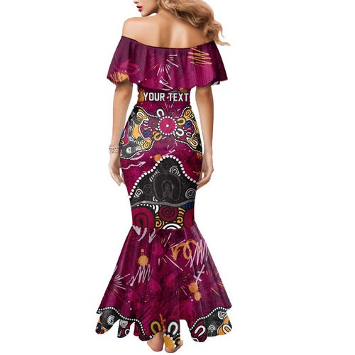 Personalized Brisbane Lions Mermaid Dress Aboriginal Dot Painting Graffiti Style