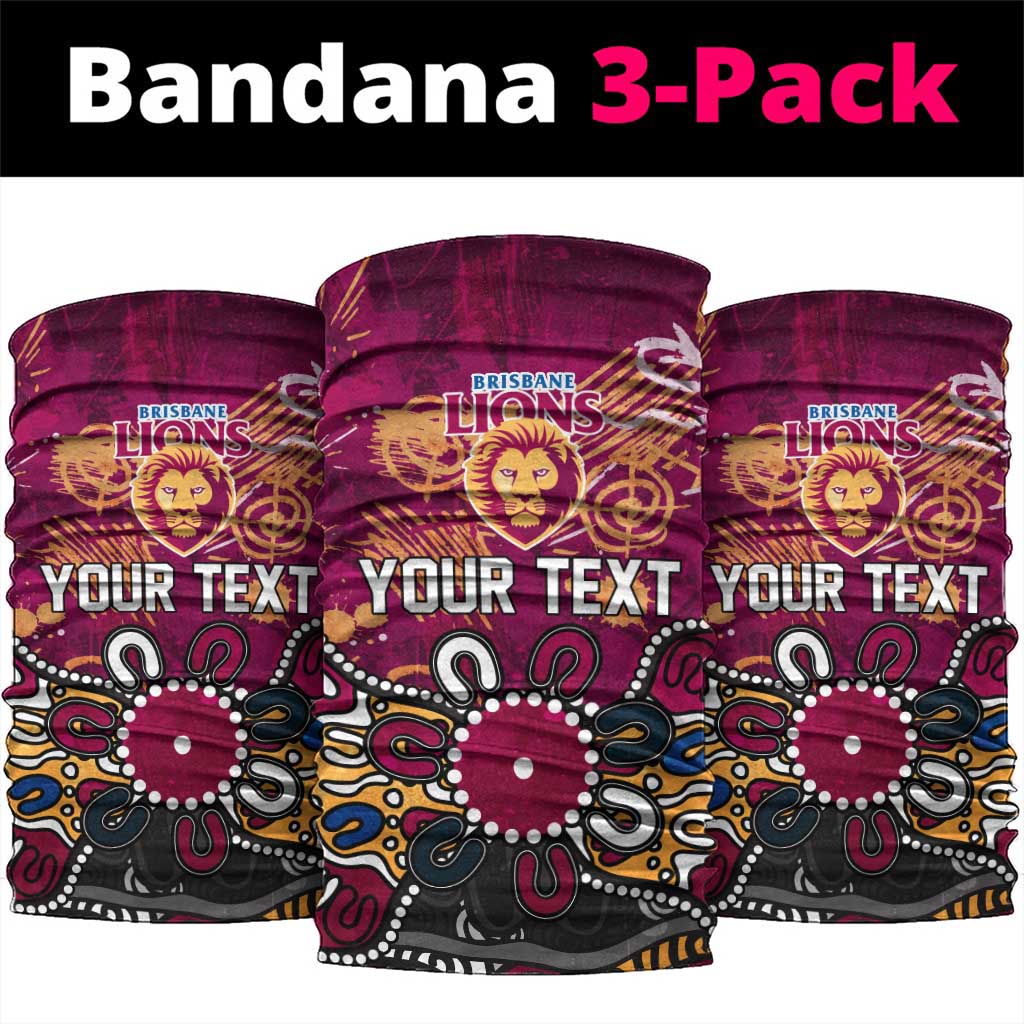 Personalized Brisbane Lions Neck Gaiter Aboriginal Dot Painting Graffiti Style