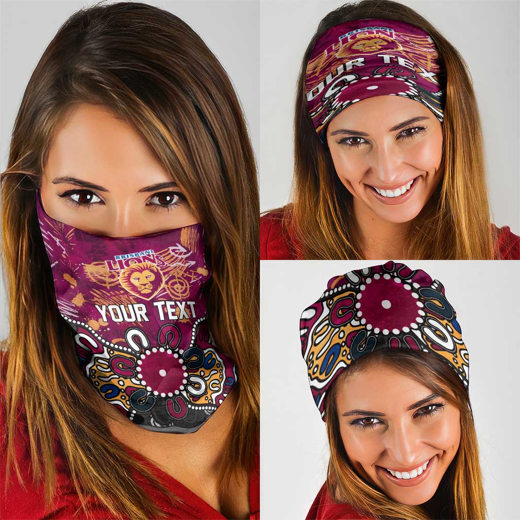Personalized Brisbane Lions Neck Gaiter Aboriginal Dot Painting Graffiti Style