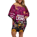 Personalized Brisbane Lions Off Shoulder Short Dress Aboriginal Dot Painting Graffiti Style