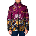 Personalized Brisbane Lions Padded Jacket Aboriginal Dot Painting Graffiti Style