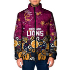 Personalized Brisbane Lions Padded Jacket Aboriginal Dot Painting Graffiti Style