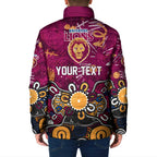 Personalized Brisbane Lions Padded Jacket Aboriginal Dot Painting Graffiti Style
