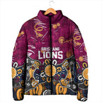 Personalized Brisbane Lions Padded Jacket Aboriginal Dot Painting Graffiti Style