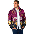 Personalized Brisbane Lions Padded Jacket Aboriginal Dot Painting Graffiti Style