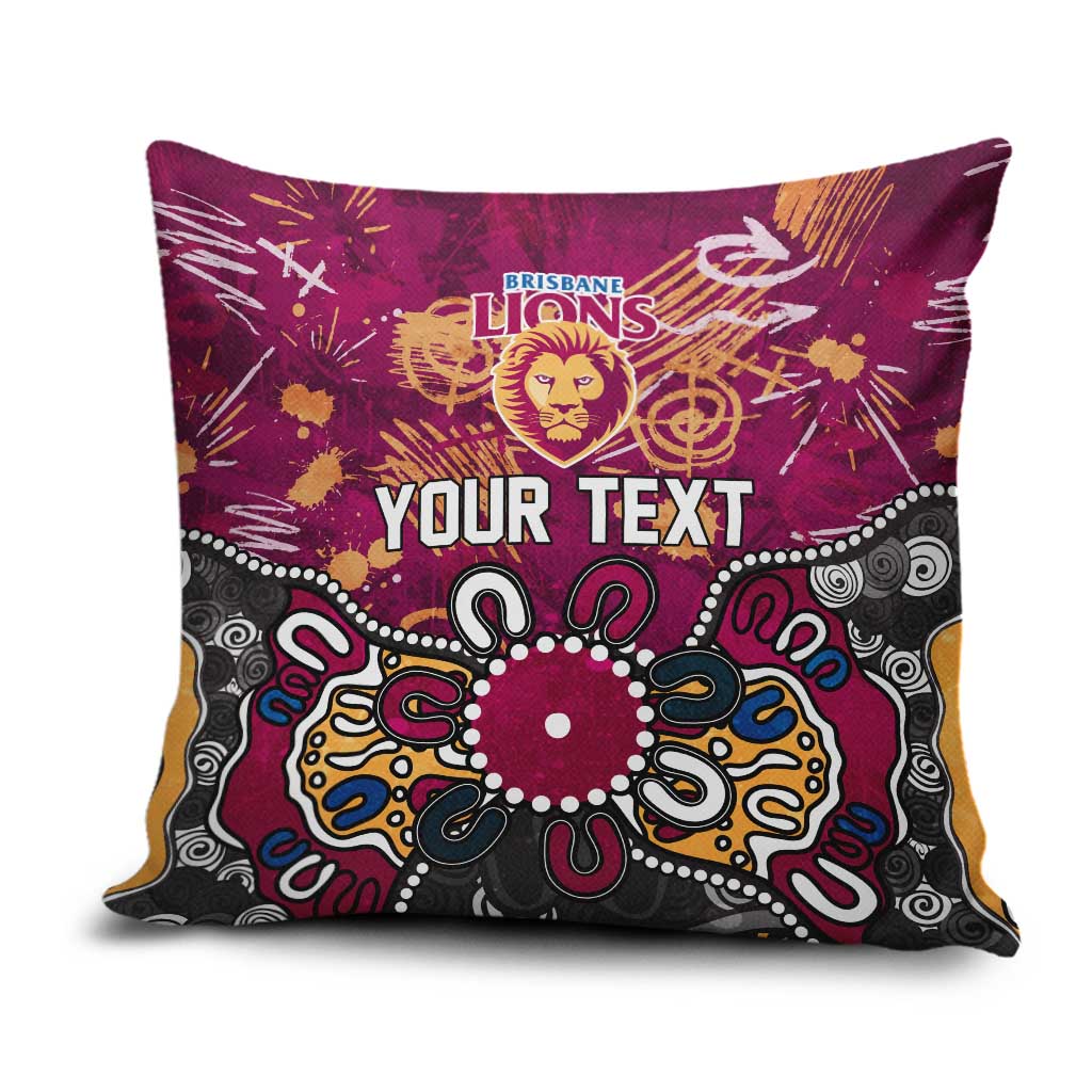 Personalized Brisbane Lions Pillow Cover Aboriginal Dot Painting Graffiti Style