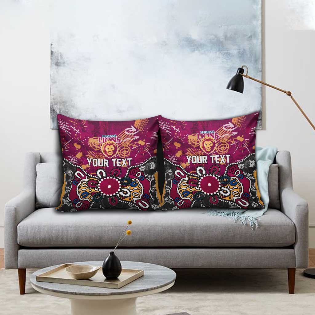 Personalized Brisbane Lions Pillow Cover Aboriginal Dot Painting Graffiti Style