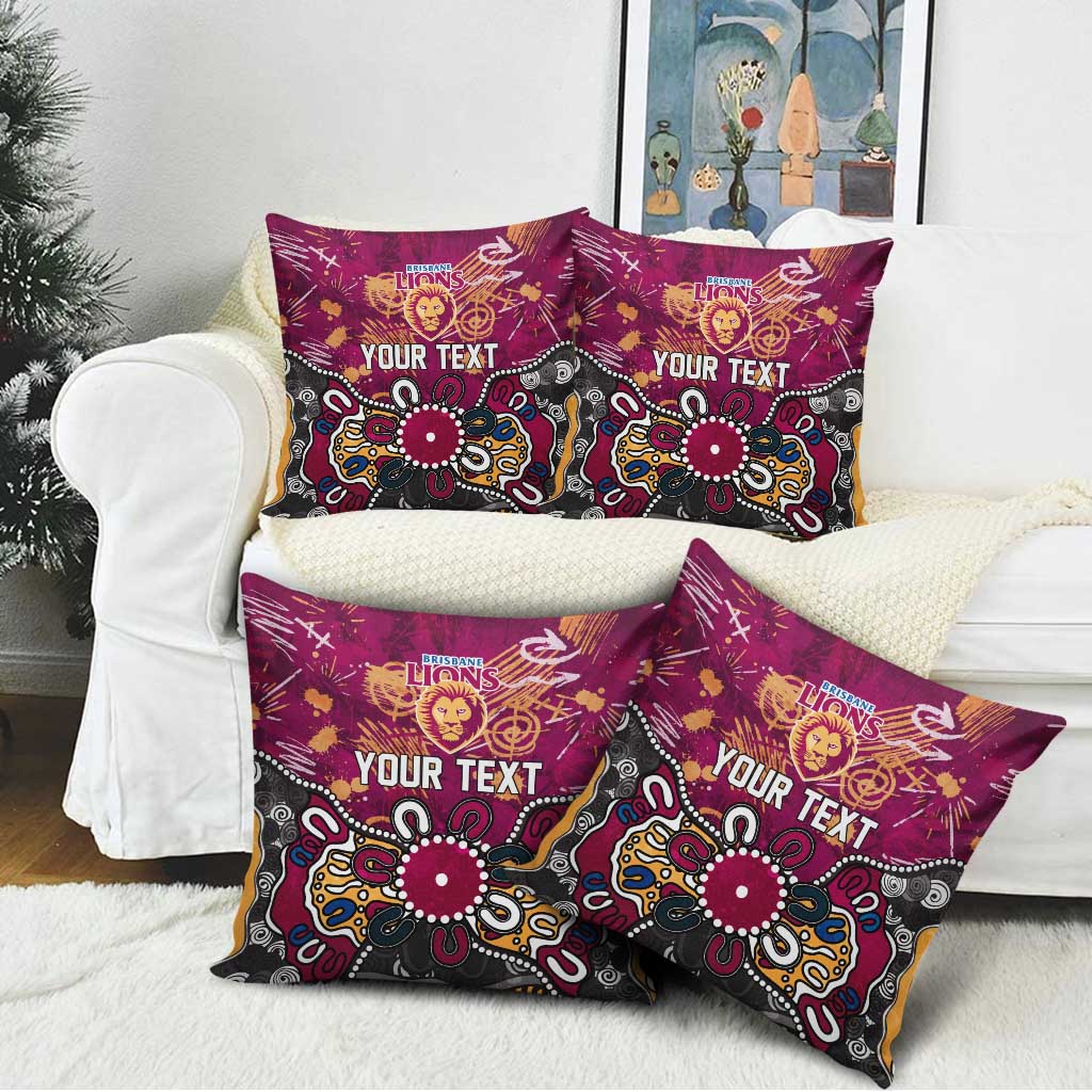 Personalized Brisbane Lions Pillow Cover Aboriginal Dot Painting Graffiti Style
