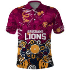 Personalized Brisbane Lions Polo Shirt Aboriginal Dot Painting Graffiti Style