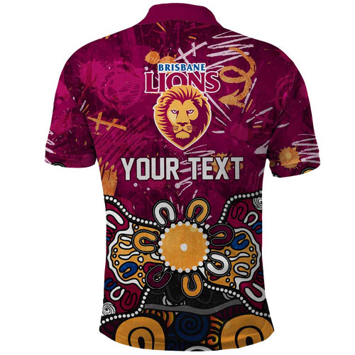Personalized Brisbane Lions Polo Shirt Aboriginal Dot Painting Graffiti Style
