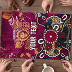 Personalized Brisbane Lions Puzzle Aboriginal Dot Painting Graffiti Style