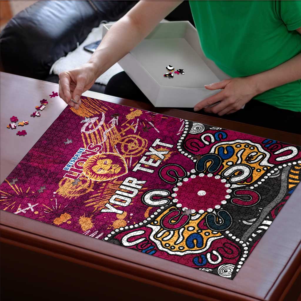 Personalized Brisbane Lions Puzzle Aboriginal Dot Painting Graffiti Style