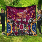 Personalized Brisbane Lions Quilt Aboriginal Dot Painting Graffiti Style