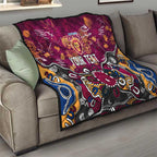 Personalized Brisbane Lions Quilt Aboriginal Dot Painting Graffiti Style
