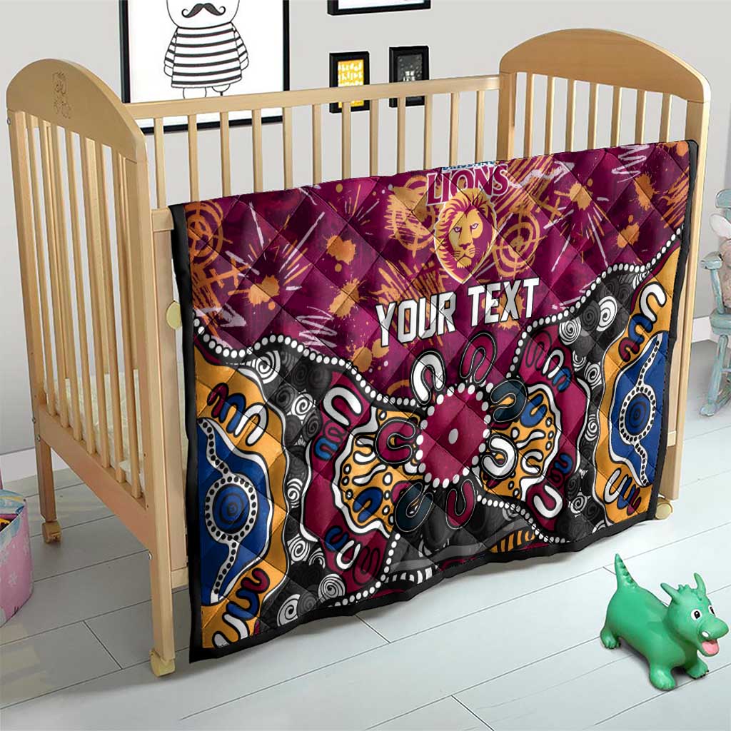Personalized Brisbane Lions Quilt Aboriginal Dot Painting Graffiti Style