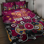 Personalized Brisbane Lions Quilt Bed Set Aboriginal Dot Painting Graffiti Style