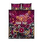 Personalized Brisbane Lions Quilt Bed Set Aboriginal Dot Painting Graffiti Style