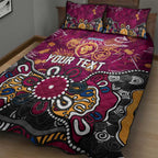 Personalized Brisbane Lions Quilt Bed Set Aboriginal Dot Painting Graffiti Style