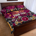Personalized Brisbane Lions Quilt Bed Set Aboriginal Dot Painting Graffiti Style