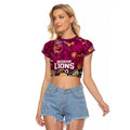 Personalized Brisbane Lions Raglan Cropped T Shirt Aboriginal Dot Painting Graffiti Style