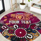 Personalized Brisbane Lions Round Carpet Aboriginal Dot Painting Graffiti Style