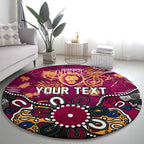 Personalized Brisbane Lions Round Carpet Aboriginal Dot Painting Graffiti Style