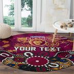 Personalized Brisbane Lions Round Carpet Aboriginal Dot Painting Graffiti Style