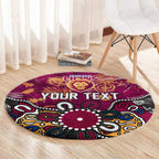 Personalized Brisbane Lions Round Carpet Aboriginal Dot Painting Graffiti Style