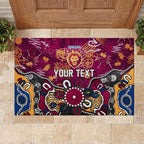 Personalized Brisbane Lions Rubber Doormat Aboriginal Dot Painting Graffiti Style