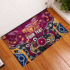Personalized Brisbane Lions Rubber Doormat Aboriginal Dot Painting Graffiti Style