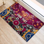 Personalized Brisbane Lions Rubber Doormat Aboriginal Dot Painting Graffiti Style