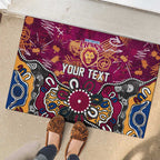 Personalized Brisbane Lions Rubber Doormat Aboriginal Dot Painting Graffiti Style