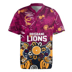 Personalized Brisbane Lions Rugby Jersey Aboriginal Dot Painting Graffiti Style