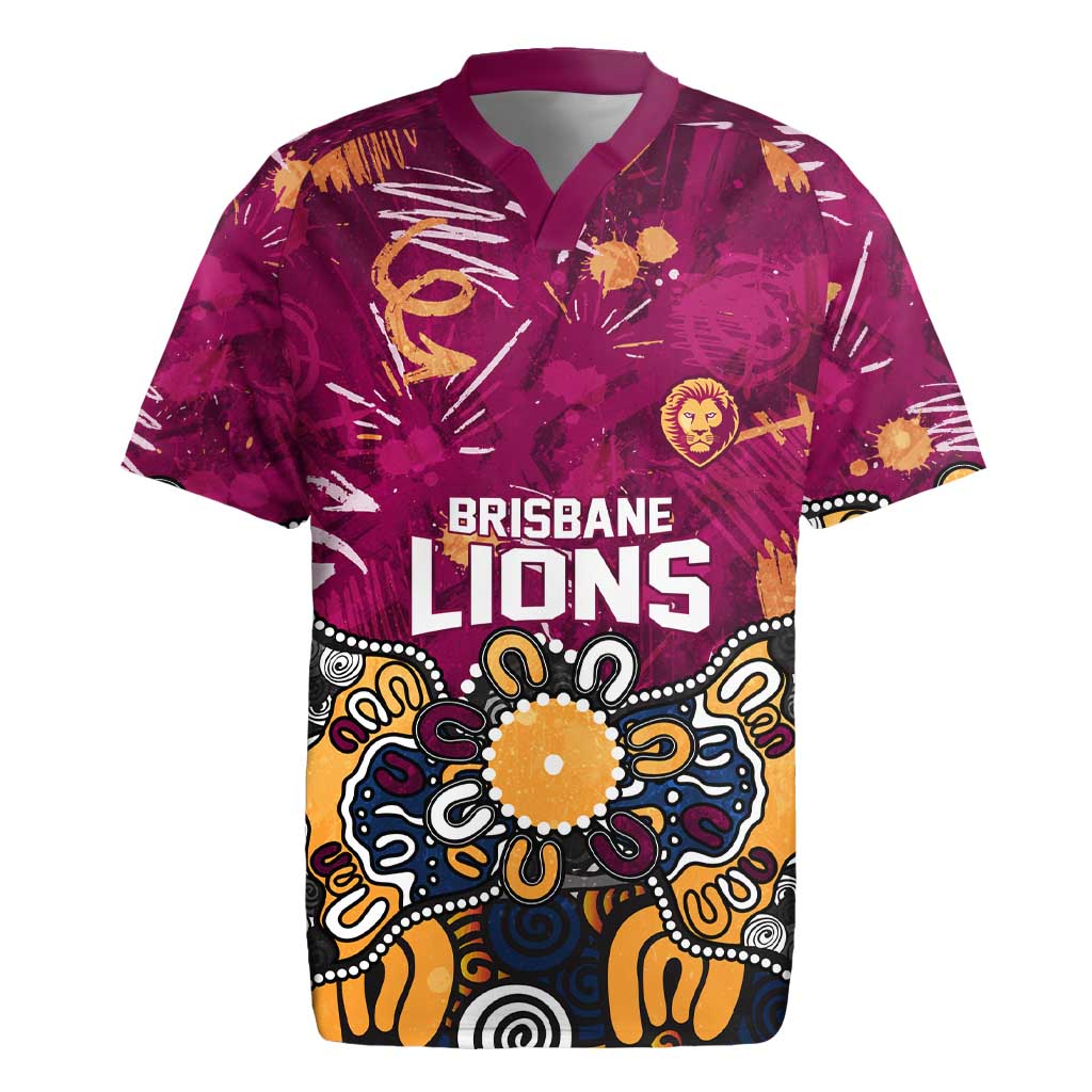 Personalized Brisbane Lions Rugby Jersey Aboriginal Dot Painting Graffiti Style