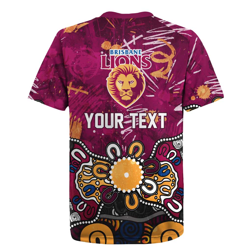 Personalized Brisbane Lions Rugby Jersey Aboriginal Dot Painting Graffiti Style