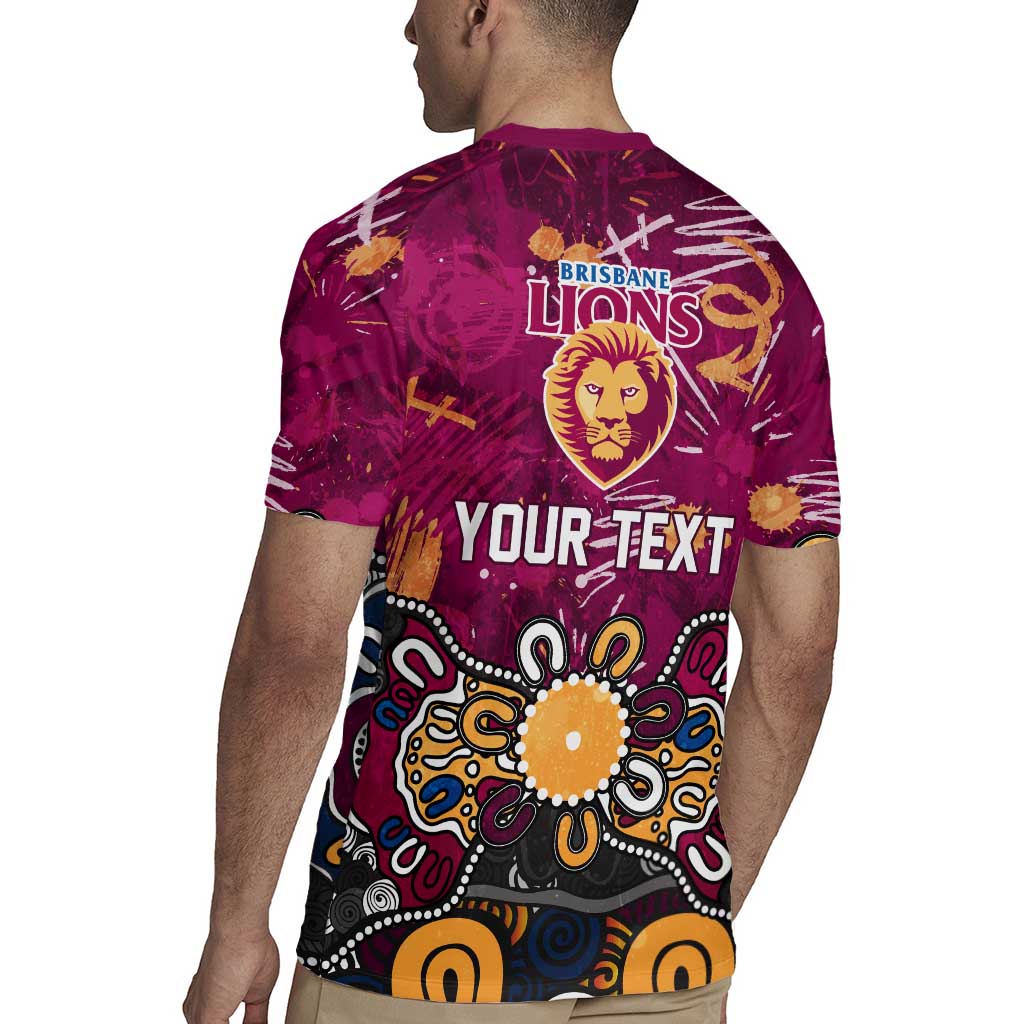 Personalized Brisbane Lions Rugby Jersey Aboriginal Dot Painting Graffiti Style