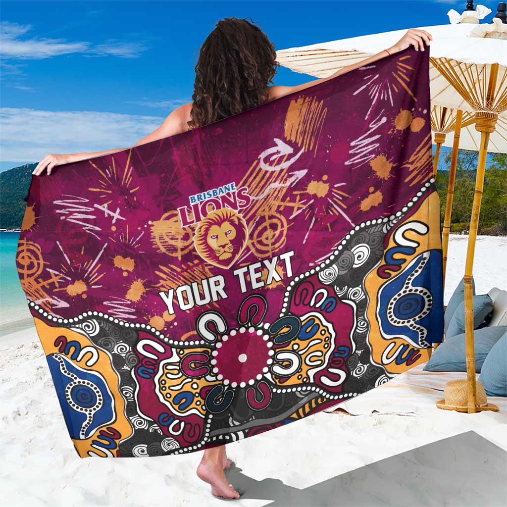 Personalized Brisbane Lions Sarong Aboriginal Dot Painting Graffiti Style