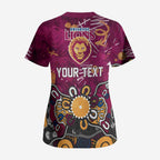 Personalized Brisbane Lions Scrub Top Aboriginal Dot Painting Graffiti Style