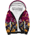 Personalized Brisbane Lions Sherpa Hoodie Aboriginal Dot Painting Graffiti Style