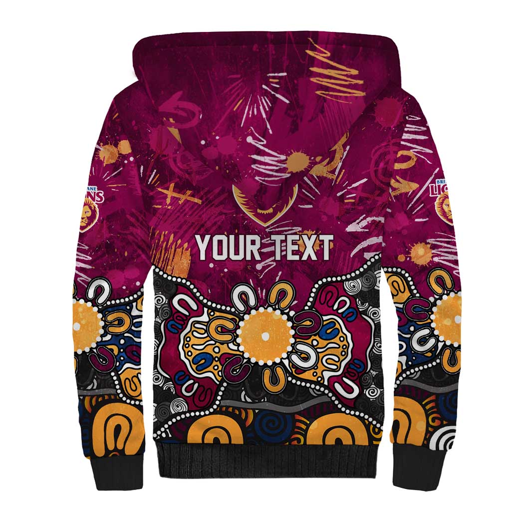 Personalized Brisbane Lions Sherpa Hoodie Aboriginal Dot Painting Graffiti Style