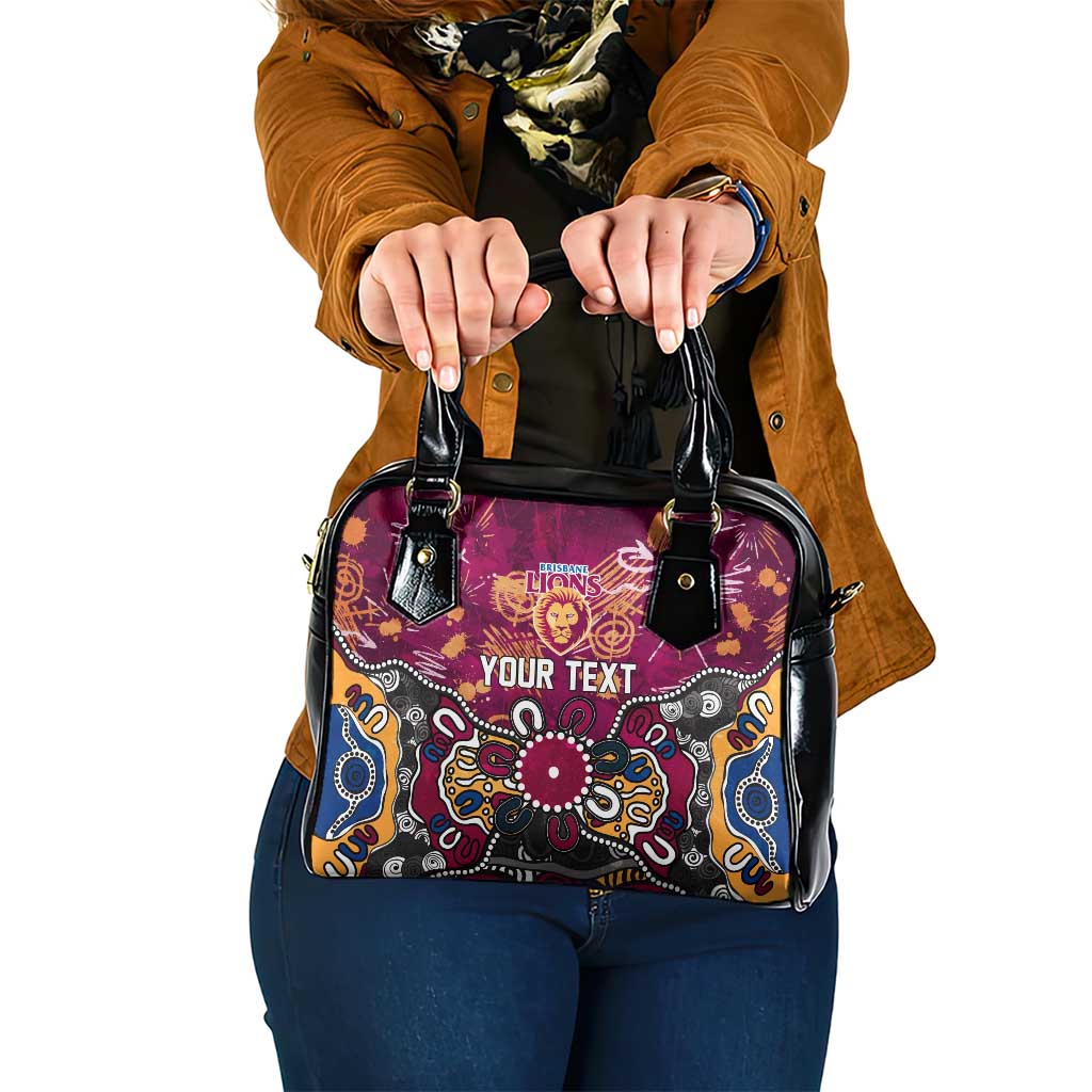 Personalized Brisbane Lions Shoulder Handbag Aboriginal Dot Painting Graffiti Style