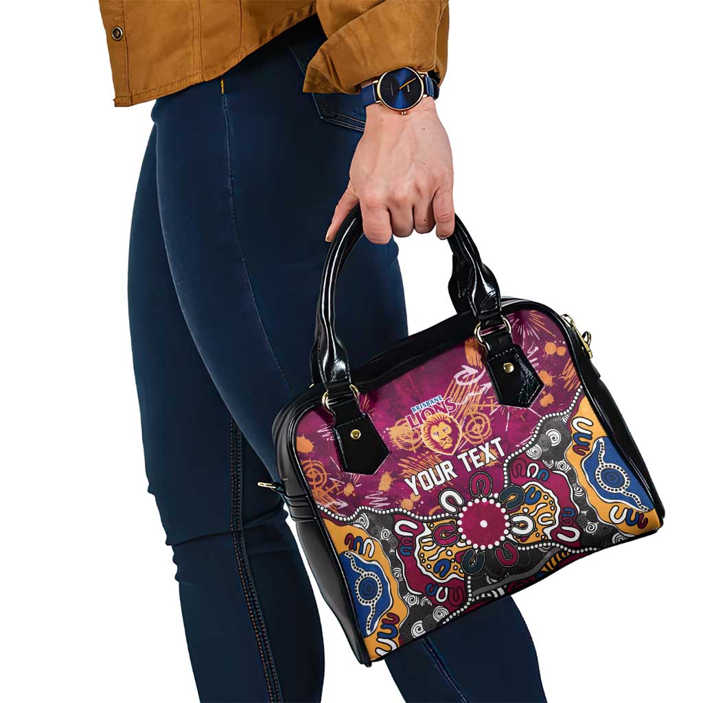 Personalized Brisbane Lions Shoulder Handbag Aboriginal Dot Painting Graffiti Style