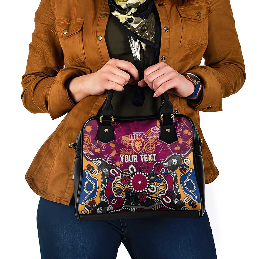 Personalized Brisbane Lions Shoulder Handbag Aboriginal Dot Painting Graffiti Style