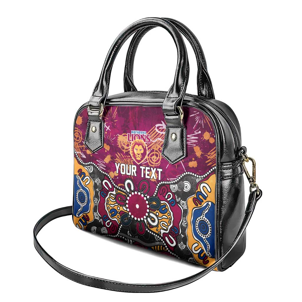Personalized Brisbane Lions Shoulder Handbag Aboriginal Dot Painting Graffiti Style