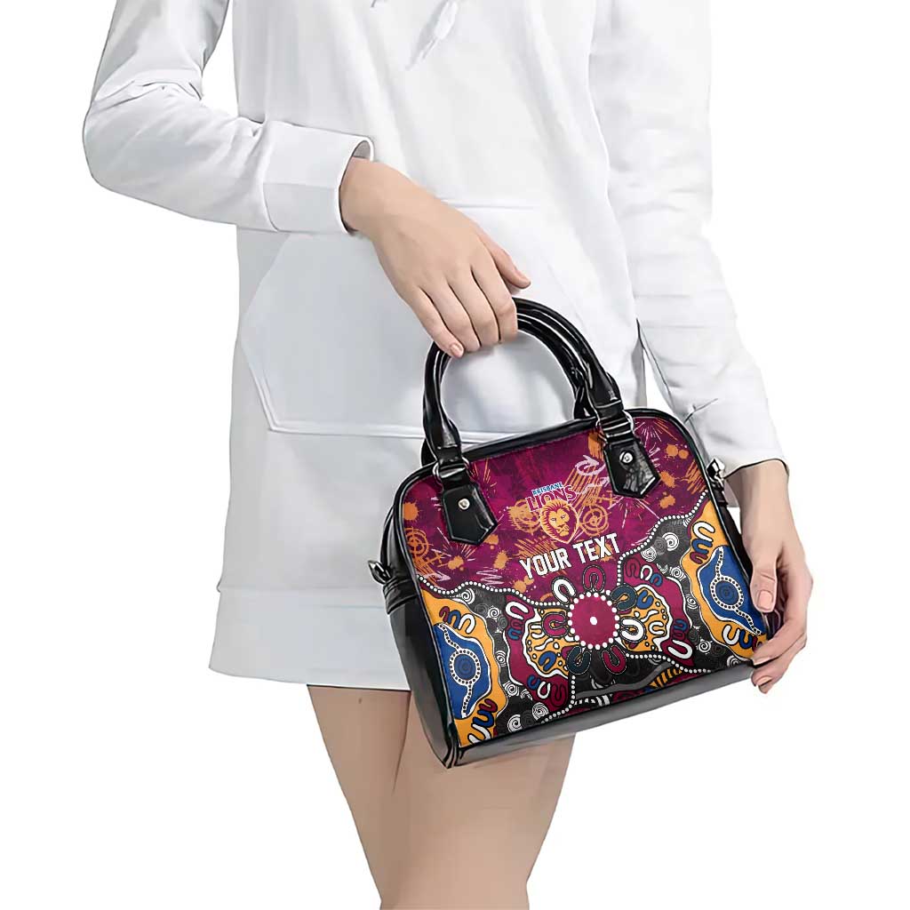 Personalized Brisbane Lions Shoulder Handbag Aboriginal Dot Painting Graffiti Style
